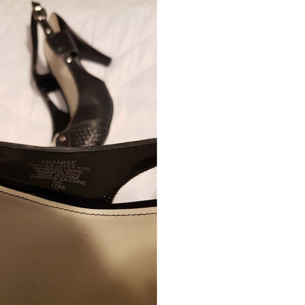 Anne Klein Black Leather Anakise Heels- Size 10 - Picture 3 of 5